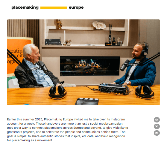 Mustafa Sherif Placemaking Europe week urbanistica pdocast